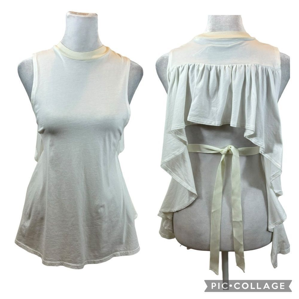 Ladies Kimchi Blue Brand White Open Ruffle Back Blouse Size XS